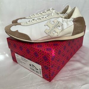 Tory Burch Leather Suede ballet sneakers White/Ivory US 9.5 New